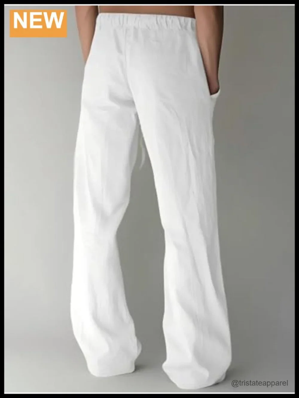 Cotton Linen Blend Elastic Waist Drawstring Loose Fit Casual Pants